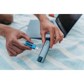 Verbatim Store 'n' Go V3 MAX USB-Stick, USB-3.2 Gen 1, 64GB, Speicherstick mit Schiebemechanismus, SuperSpeed-Schnittstelle, externer Speicher für Laptop Notebook & Co, blau/schwarz