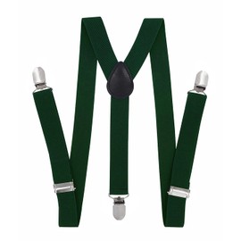 axy Children's Boys Braces Y Shape 2.5 cm Wide with Bow Tie - 3 Sturdy Clips for Children 7-12 Years Old, Green