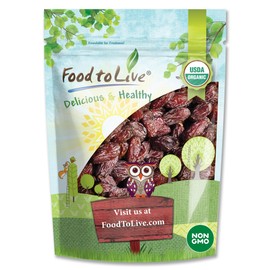Food to Live Organic California Medjool Dates, 1 Pound – Soft & Juicy Nature's Candy. Non-GMO Whole Dry Fancy Dates with Pits. Perfect Snack. Unsweetened, Unsulphured. Vegan, Kosher, Fruits in Bulk
