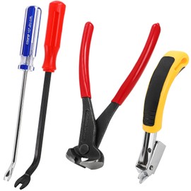 Hiceeden 4 Pcs Carpet Staple Remover Tools, Heavy Duty Staple Puller with End Cutting Plier, Nail Puller Tack Lifter Tool for Removing Staples on Furniture, Floor, Wood Case, Carton, Photo Frame