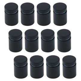 12-Pack Antrader Glass Standoff Nail Wall Mount Standoff Holder Screw Stainless Steel Advertise Fixing Pin Sign Mounting Hardware, 3/4" Dia 1" Length, Matte Black