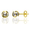 14K Gold Plated 925 Sterling Silver Wavy Caged Pearl Stud