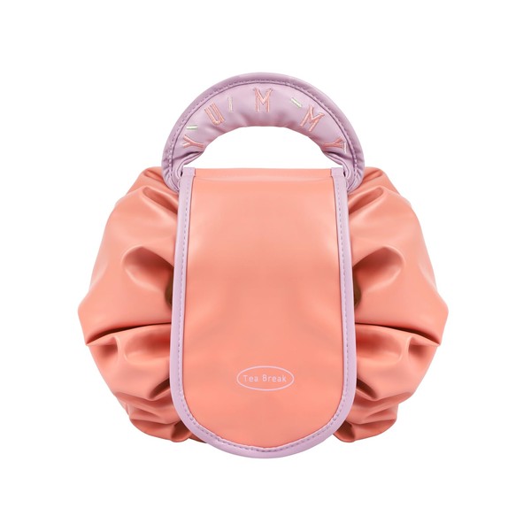 PU Leather Lazy Drawstring Makeup Bag, Waterproof Draw String Makeup