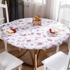 Round Vinyl Fitted Tablecloth with Flannel Backing Elastic Edge Design