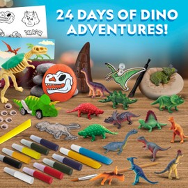 Blue Marble NATIONAL GEOGRAPHIC Dinosaur Advent Calendar 2024 - Christmas Countdown Calendar with 24 Dino Activities & Figures, Paint A Dinosaur, Create a Clay T. Rex, Excavate a Dino Tooth Replica