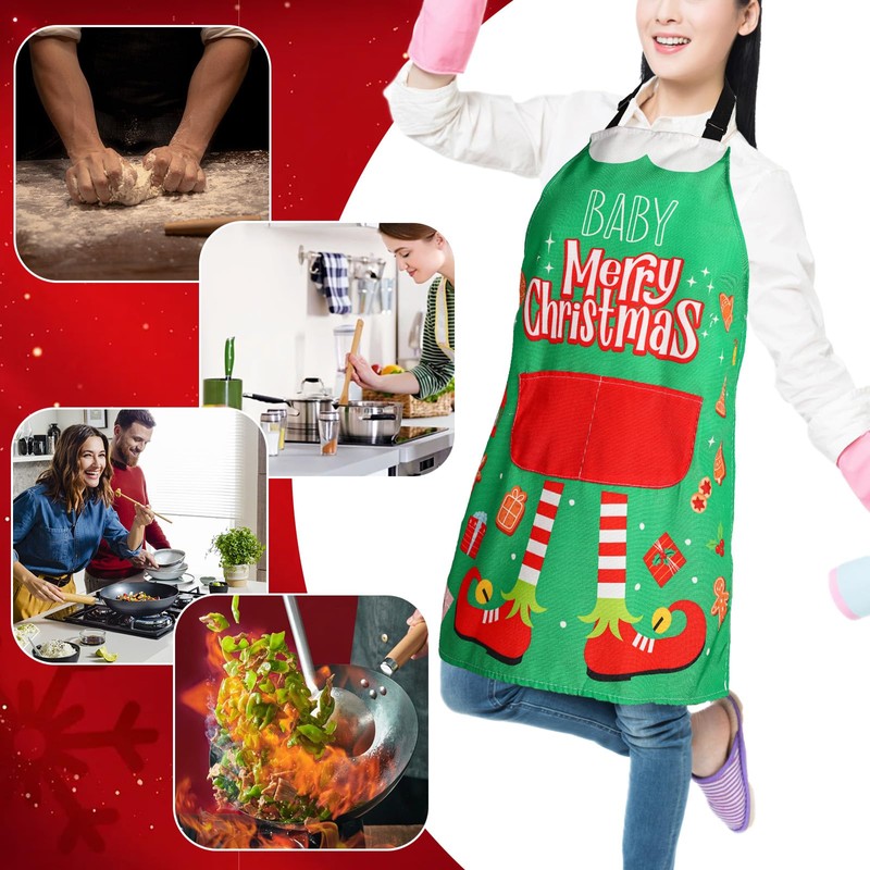 3pcs Christmas Aprons, Adjustable Christmas Baking Aprons for Women Adults