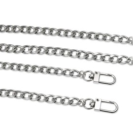 Vordas 120cm DIY Eisen Flache Kette Strap, Metallkette Schulter Riemen für Damen Handtaschen Umhängetasche (Silber)