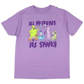 The Nightmare Before Christmas Boys' All My Friends are Spooky Kids Youth T-Shirt, X-Large Light Purple