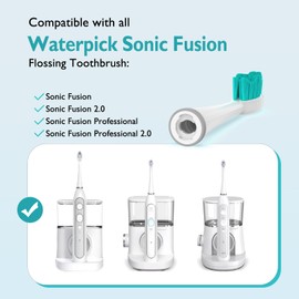 Replacement Heads for Waterpik Sonic Fusion 2.0, Extra-Large Size Flossing Toothbrush Head fit for Water pik SF-01 SF-02 SF-03 SF-04 (White, 5 Count)