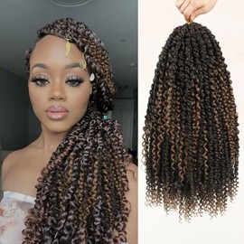 8Packs Goddess Passion Twist Crochet Hair 14" Boho Crochet Passion Twist Hair with curly end Pre-twisted Crochet Braiding Hair for Black Women (8 Packs,#1B,14inch)