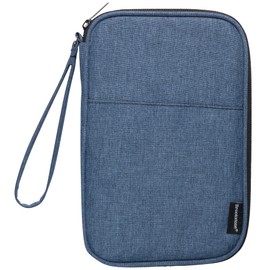 Brookstone - portafolios de viaje con bloqueo RFID, organizador de documentos para día festivo, viajes aéreos, trenes y autobuses, Azul, Una talla