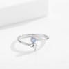 JUSTKIDSTOY Semicolon Ring 925 Sterling Silver Adjustable Open Opal Ring