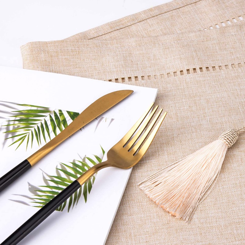 SANLEHAUSE Beige Linen Table Runner, 32 x 180 cm, Linen