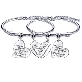 2 Pieces Grandmother Granddaughter Chram Snake Bracelet for Women Girls Family Jewelry Birthday Christmas Graduation Gift