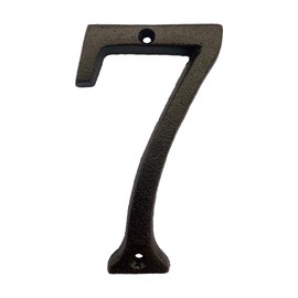 BetLight 5.5 Inch High Cast Iron House Number, Solid Home Address Numbers, Elegant Black Brown Finished, Easy Install With Matching Screws, Number 7