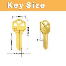 La Macaza Premium Brass KW1 Key Blanks, Uncut Blank Keys for Residential & Commercial Use, Copper Structures Blank Keys, Pack of 50