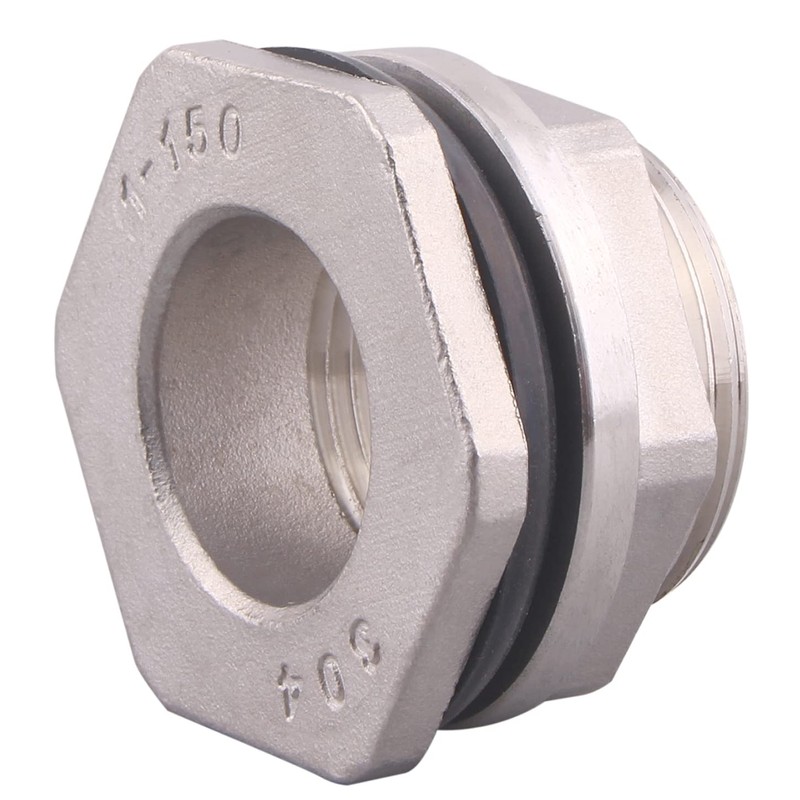 DERNORD 1" Female Bulkhead Water Tank Connector Stainless Steel Bulkhead