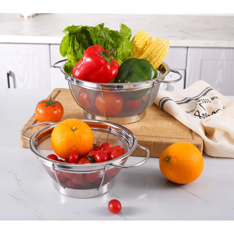 Royal Cuisine Set of 2 Stainless Steel Colanders with Loop