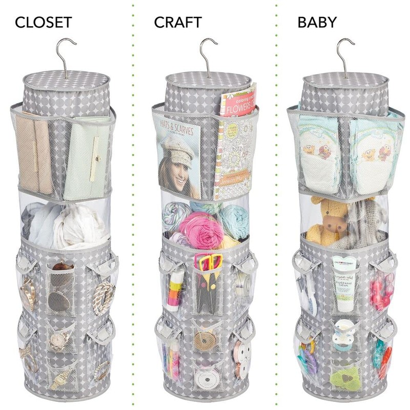 mDesign Hanging Storage for Gift Wrapping - Rotating Wrapping Paper