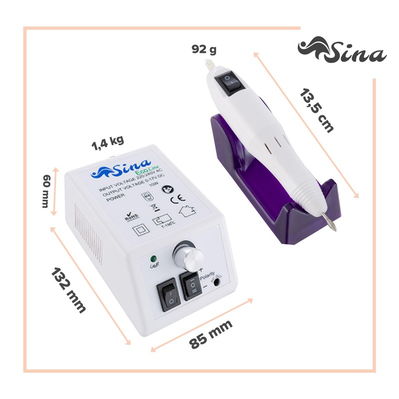 Sina Electric Nail Drill Bit Set Manicure Eco Line White