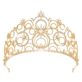 Crystal Crowns for Women, Crystal Bubble TiaraBride Royal Queen Headband Princess Headpieces for Women Bridal Wedding Prom Birthday Party Crowns (Gold)