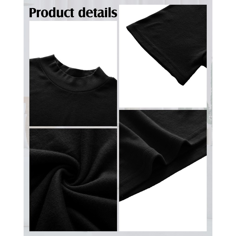 Ficerd 4 Pack Men's Mock Neck T Shirts, Short Sleeve