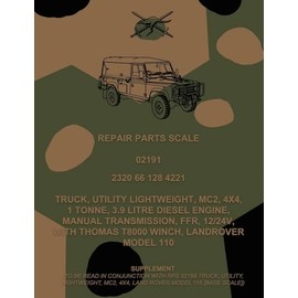 Repair Parts Scale, Truck, Utility, Lightweight, MC2, 4x4, 1 Tonne, 3.9 Litre Diesel Engine, Manual Transmission, FFR, 12/24V, With Thomas T8000 Winch, Land Rover Model 110