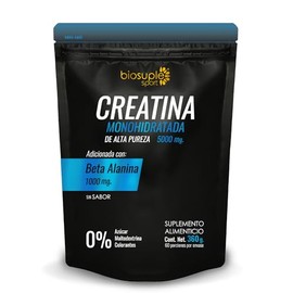 BIOSUPLE | Creatina + Beta Alanina 100% puras, sin ingredientes de relleno. 360 g | 60 porciones - Suplemento alimenticio en polvo sin sabor.