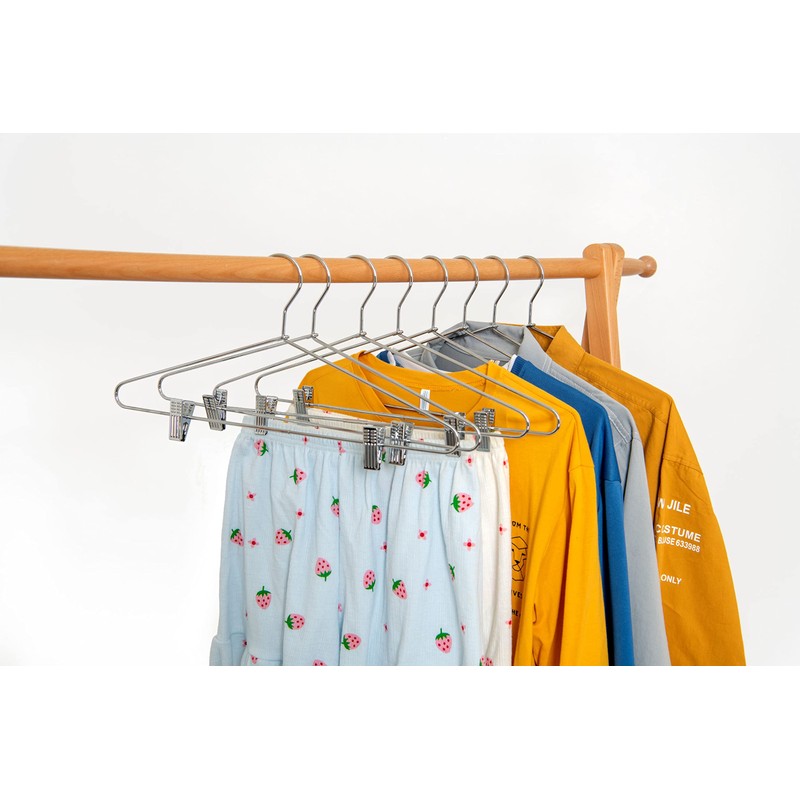 Quality Metal Pant/Skirt Blouse Hanger 10-Pack, Heavy-Duty Skirt Hangers with