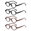 JM Set of 4 Retro Round Reading Glasses Spring Hinge