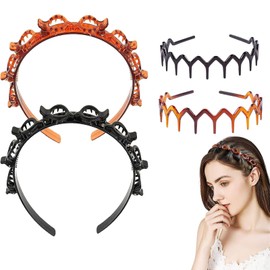 4pcs Clip Headbands, butterfly clip headband, Zig Zag Headband, Non-Slip Double Bangs Hairstyle Hairpin Multi-Layer for Fashion Girl Hairband