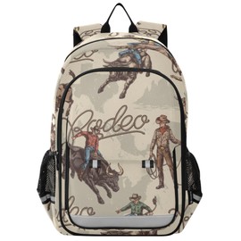 Glaphy Cowboys Pattern West with Bulls Backpack School Bag Lightweight Laptop Notebook Tablet Backpack Students Travel Bookbag with Reflective Stripes
