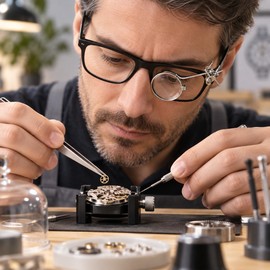 Clip-On Watch Repair Magnifier for Detail Work – 10X/20X Dual Glass Lenses with 25mm Rotatable Design