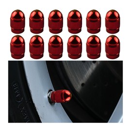 Bittwee 12PCS Car Tire Valve Stem Caps, Automotive Aluminum Alloy Waterproof Leakproof Dustproof Wheel Valve Covers Dust Caps, Universal for Vehicles Trucks Motorcycles SUVs Bikes Bicycles (Red)
