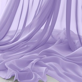 Horbaunal Lavender Chiffon Fabric by The Yard, 5 Yard Continuous Sheer Fabric 59" Wide Soft Draping Fabric for Wedding Arch Draping Party Backdrop DIY Sewing