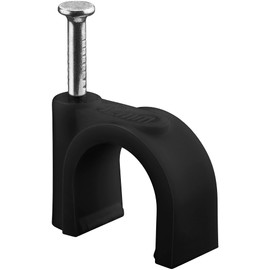 goobay 64684 Cable Clamp Set of 100 / Cable Holder for Cable Attachment up to 12 mm Diameter / Cable Clamp with Nail for Wall, Door Frame, Corners and Surface-Mounted / Pack of 100 / Black