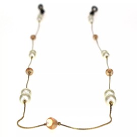 SA106 Womens Eyeglasses Neck Loop Gold Thread Chain Pearl Pendant