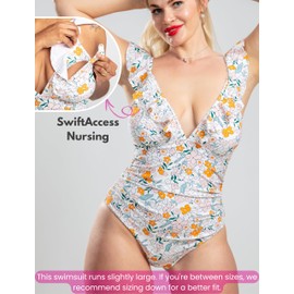 Evamom Nursing Swimsuit Breastfeeding – One Piece Postpartum Swimsuit Tummy Control, Nursing Bathing Suit for Breastfeeding (US, Alpha, X-Large, Regular, Regular, Multicolor)