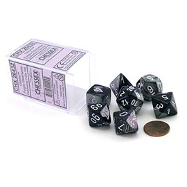 Chessex Polyhedral 7-Die Gemini Dice Set - Purple-Steel with White CHX-26432