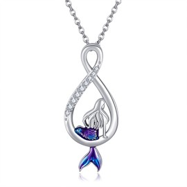 ONEFINITY Mermaid Necklace for Women 925 Sterling Silver Infinity Necklace Mermaid Jewellery Gifts