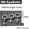 Floyutin Stainless M8 Eyebolt 1.2"(30mm) Long Male Ring Threaded Screw