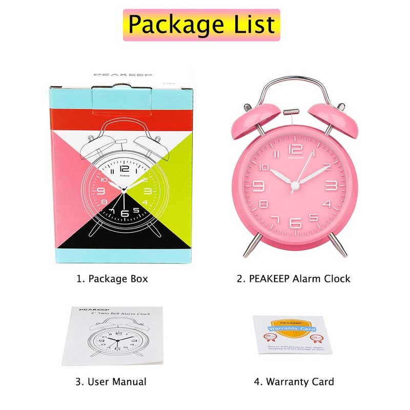 Peakeep 4 Inches Twin Bell Loud Alarm Clock for Heavy
