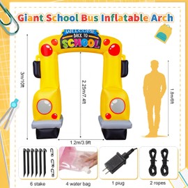 ZeahVeyora 10 FT Back to School Inflatable Arch Giant School Bus Inflatable Arch Welcome Back Blow up Outdoor Decoration with Built-in LED Lights for First Day Birthday Party Lawn Yard Decor(Bus)