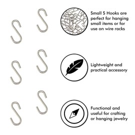 Millennial Essentials Mini S Hooks Connectors S Shaped Wire Hook Hangers 100pcs Hanging Hooks for DIY Crafts, Hanging Jewelry, Key Chain, Tags, Fishing Lure, Net Equipment (0.59 Inch)