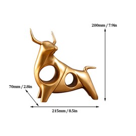8.5 x 7.9 x 2.8in Gold Feng Shui Bull Sculpture Resin Bull Statue Home Decor Represents Good Luck of Career Wealth Abstract Hollow Lucky Small Animal Statues for Living Room,Bedroom,Office