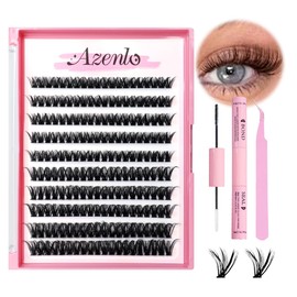 Azenlo Natural Lash Clusters Kit Wispy Eyelash Clusters 120 pcs Cluster Eyelash Extensions C Curl Individual Lashes 10-16 mm Mix Length Natural Look (50D KIT 120 Pcs)