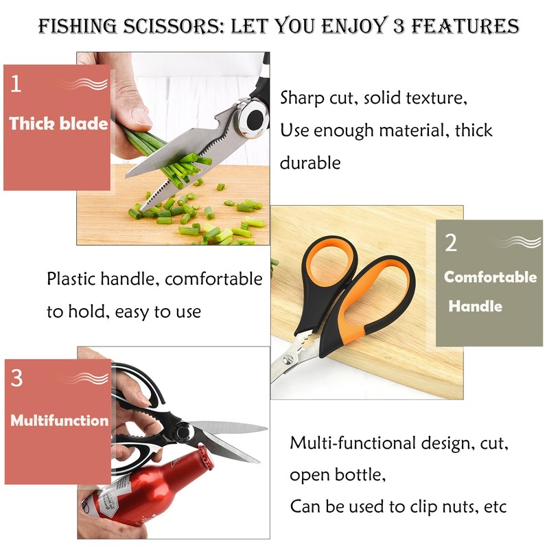 3-Pack Kitchen Scissors,Kitchen Meat Scissors and Sharp Seafood Scissors,Multi-Purpose Practical