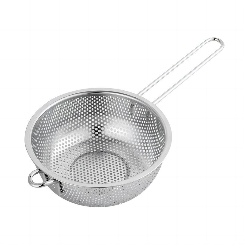 Stainless Steel Basin Colander with Handle Kitchen Strainer, Resting Feet