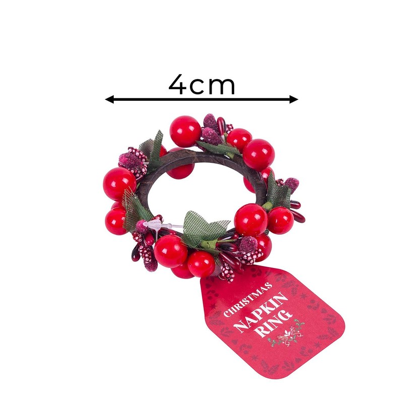 Harvey & Mason 4 Red Berry Napkin Rings Christmas Festive
