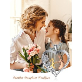 POTOPYY - Collar de plata de ley 925 para madre e hija, regalo para abuela, mamá, hija, esposa, Plata esterlina, Circonia cúbica